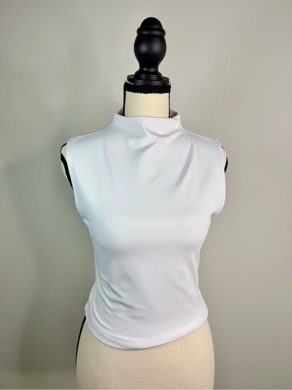 Express White Sleeveless Mock Neck Top